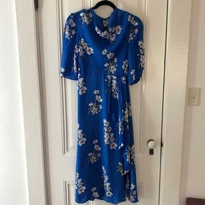Topshop blue floral satin dress